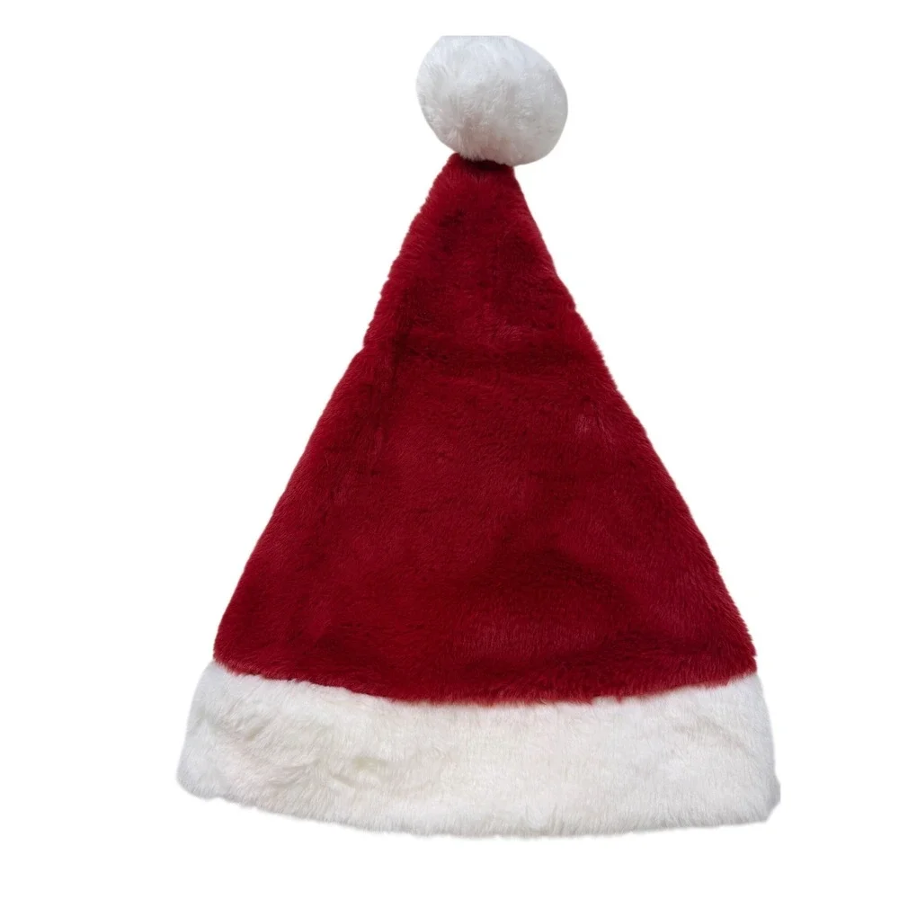 Red Faux Fur Santa Hat & Monogram Letter A Cable Knit Stocking